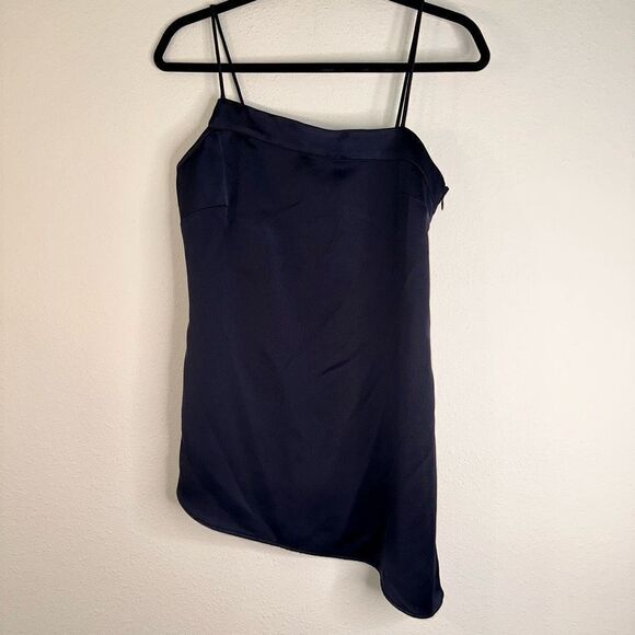 Banana Republic Limited Edition Womens 6 Navy Satin Asymmetric Modern Camisole - Picture 9 of 9
